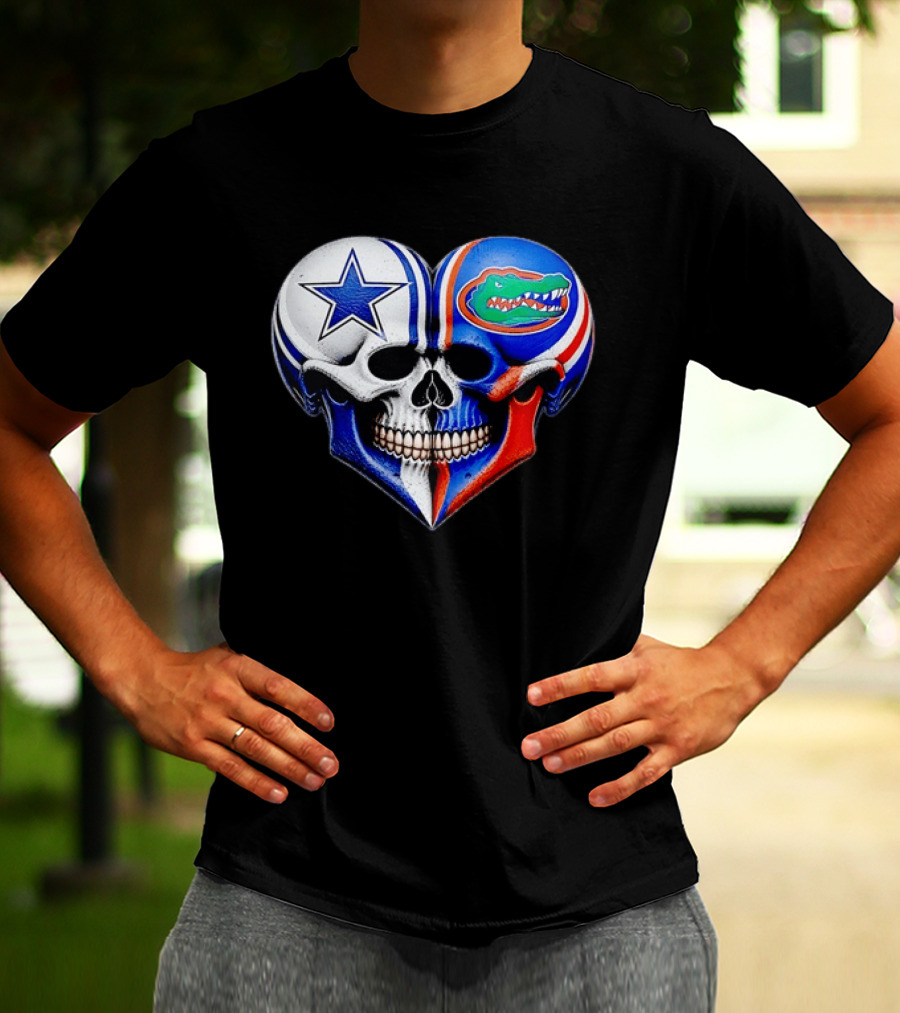Dallas Cowboys Florida Gators Heart Skull T-Shirt