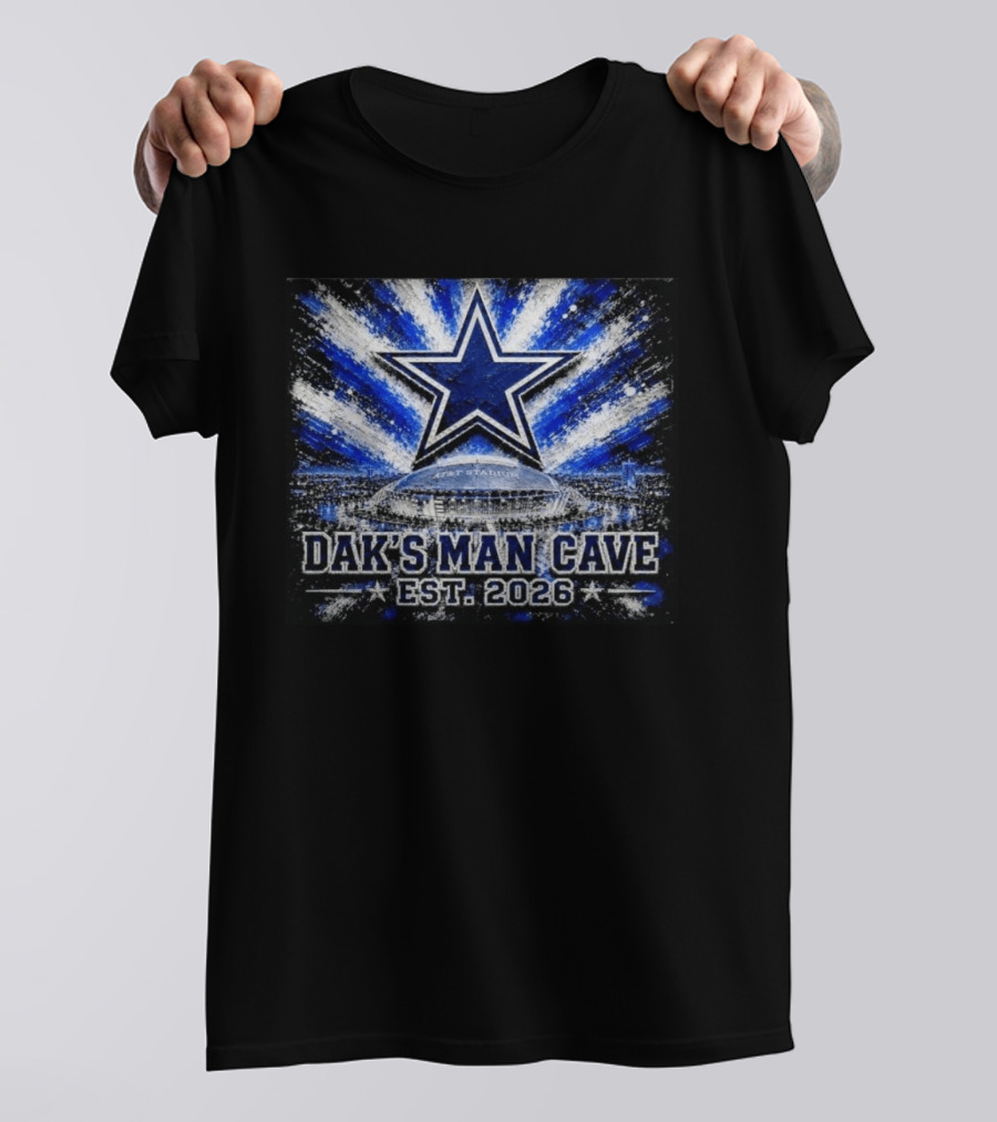 Dallas Cowboys AT&T Stadium Dak's Man Cave Established 2026 Starburst T-Shirt