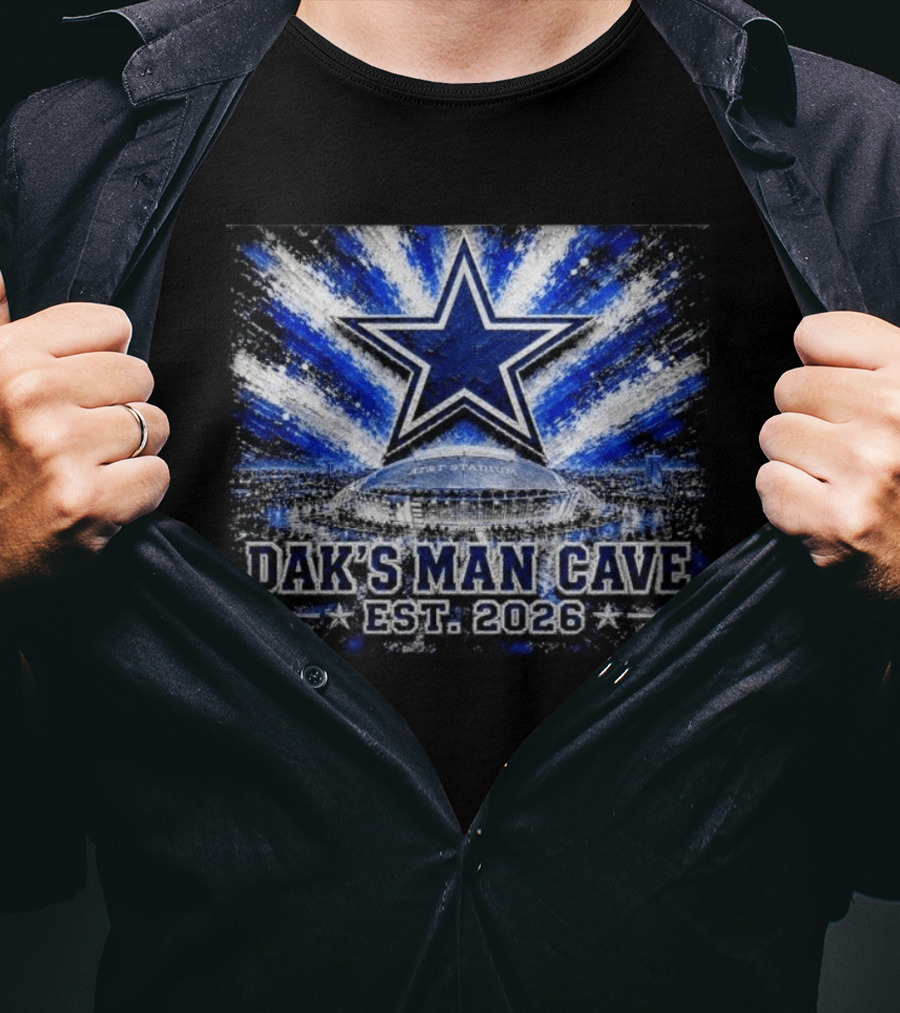 Dallas Cowboys AT&T Stadium Dak's Man Cave Established 2026 Starburst T-Shirt