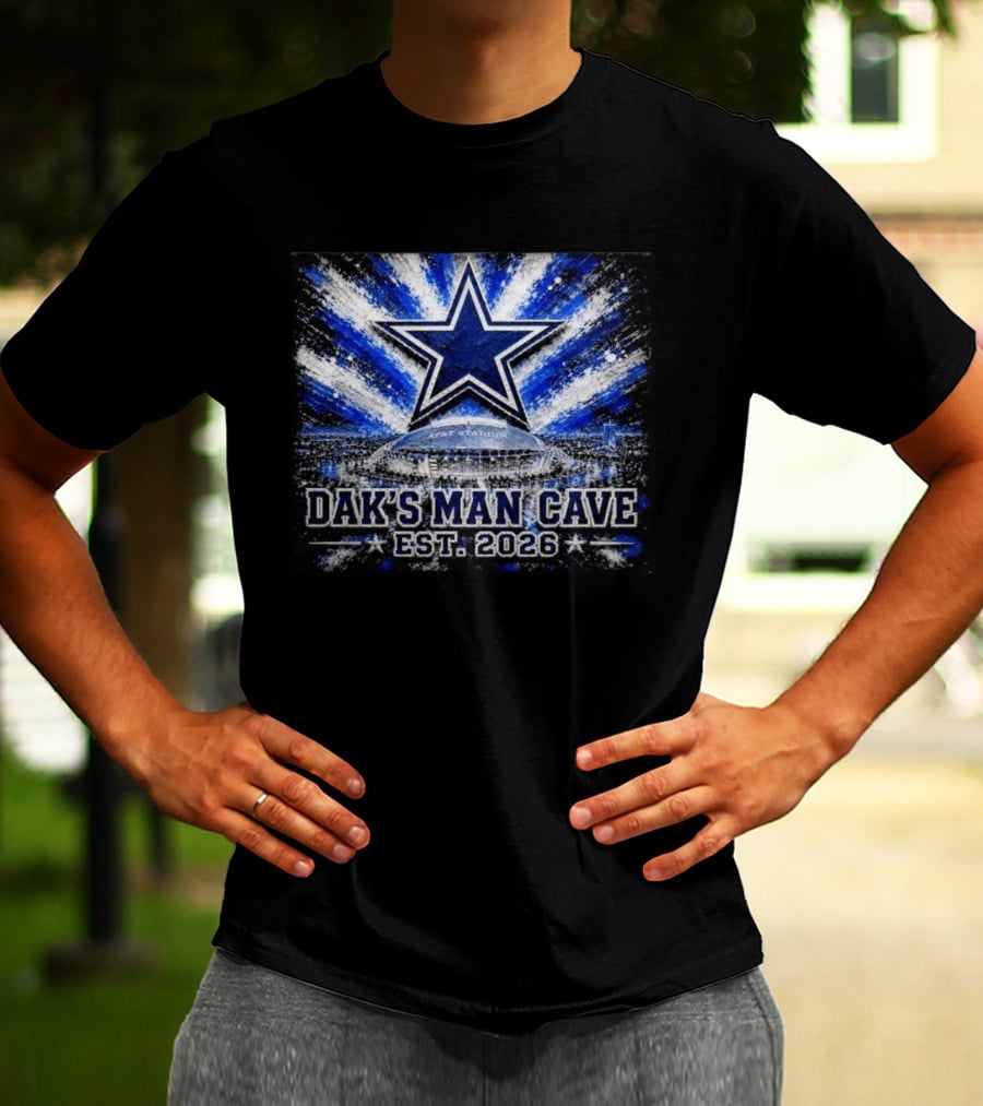 Dallas Cowboys AT&T Stadium Dak's Man Cave Established 2026 Starburst T-Shirt