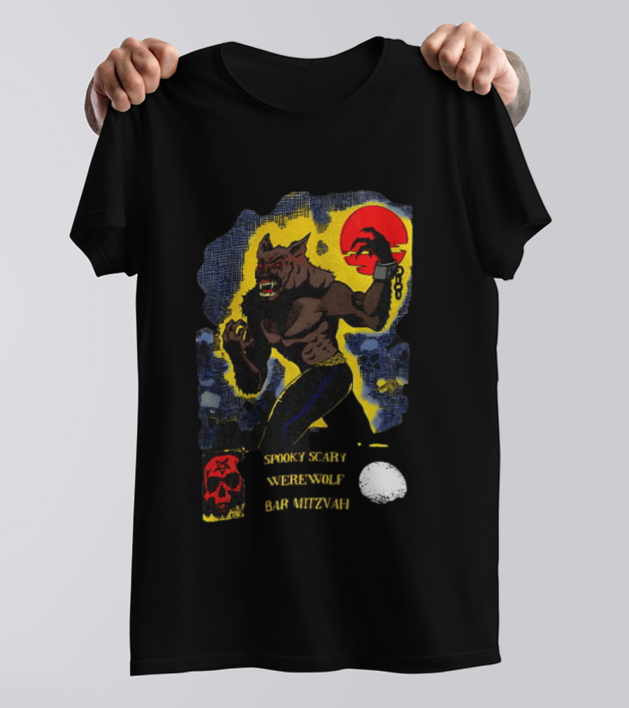 Spooky Scary Werewolf Bar Mitzvah Moonlight Night Zaidi.com T-Shirt