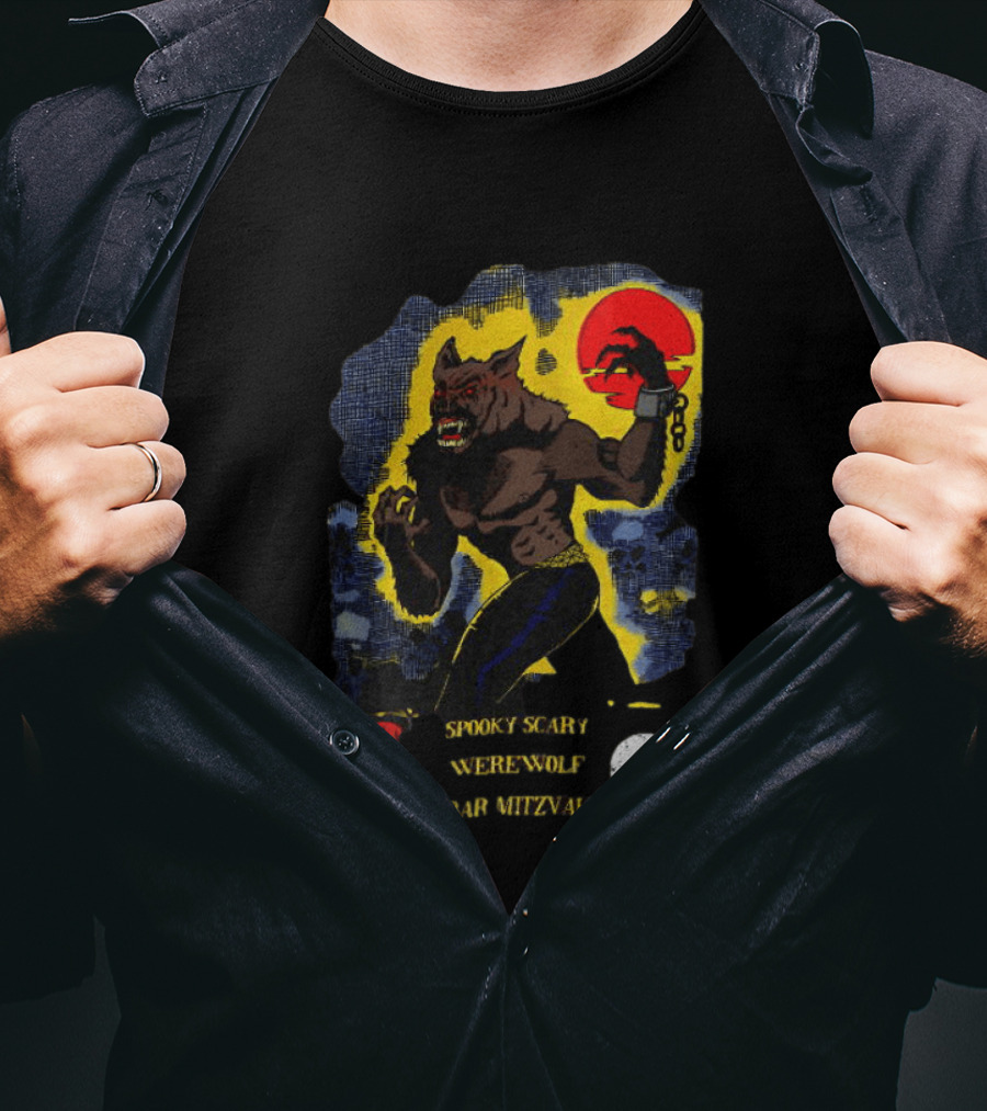 Spooky Scary Werewolf Bar Mitzvah Moonlight Night Zaidi.com T-Shirt