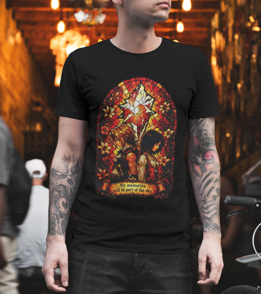 Final Fantasy Stained Glass Zidane And Garnet My Memories Will Be Part Of The Sky T-Shirt