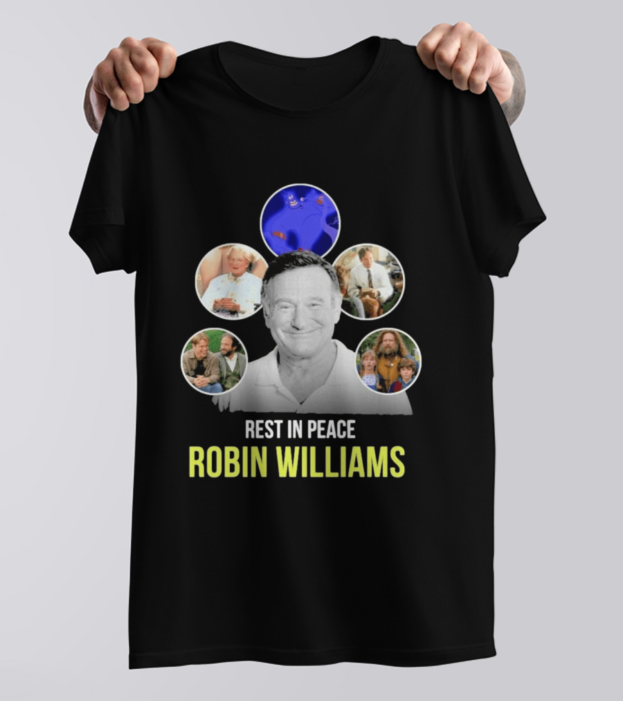 Rest In Peace Robin Williams Aladdin Genie Mrs. Doubtfire Jumanji Good Will Hunting T-Shirt