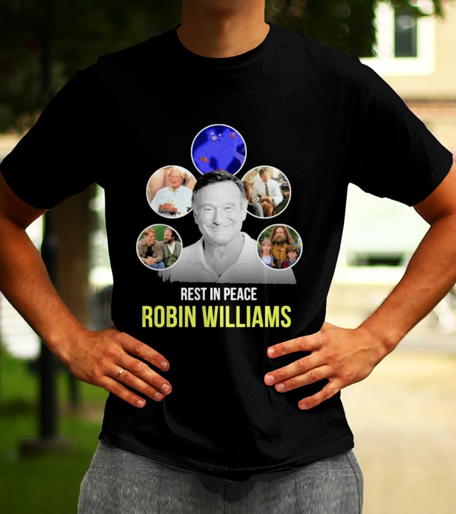 Rest In Peace Robin Williams Aladdin Genie Mrs. Doubtfire Jumanji Good Will Hunting T-Shirt