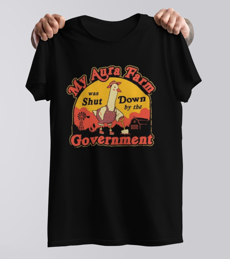My Aura Farm Was Shut Down By The Government Goose Vintage Farmyard Scene T-Shirt
