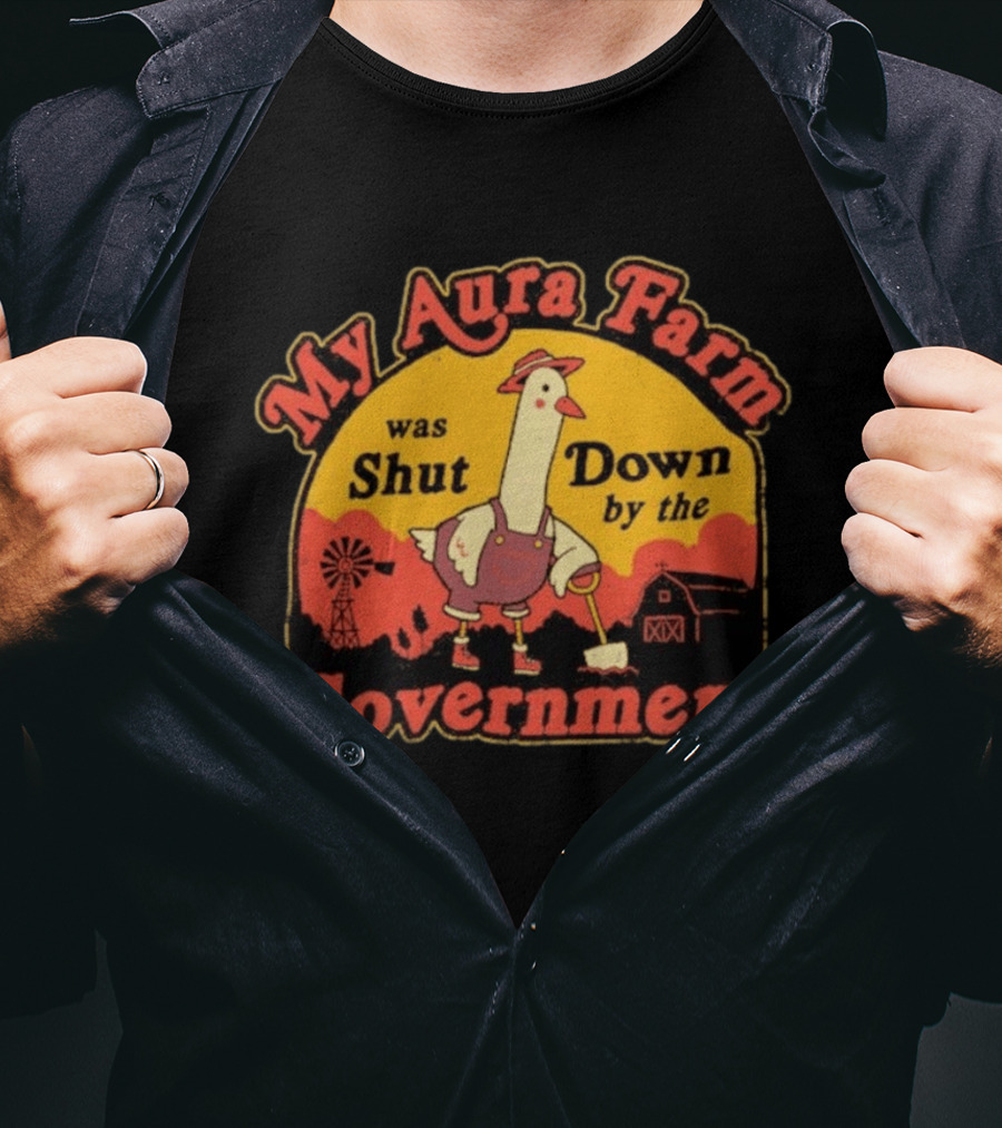 My Aura Farm Was Shut Down By The Government Goose Vintage Farmyard Scene T-Shirt