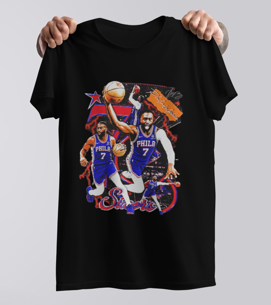 Tyrese Maxey Philadelphia Sixers Basketball Phila 7 NBA Player Action T-Shirt