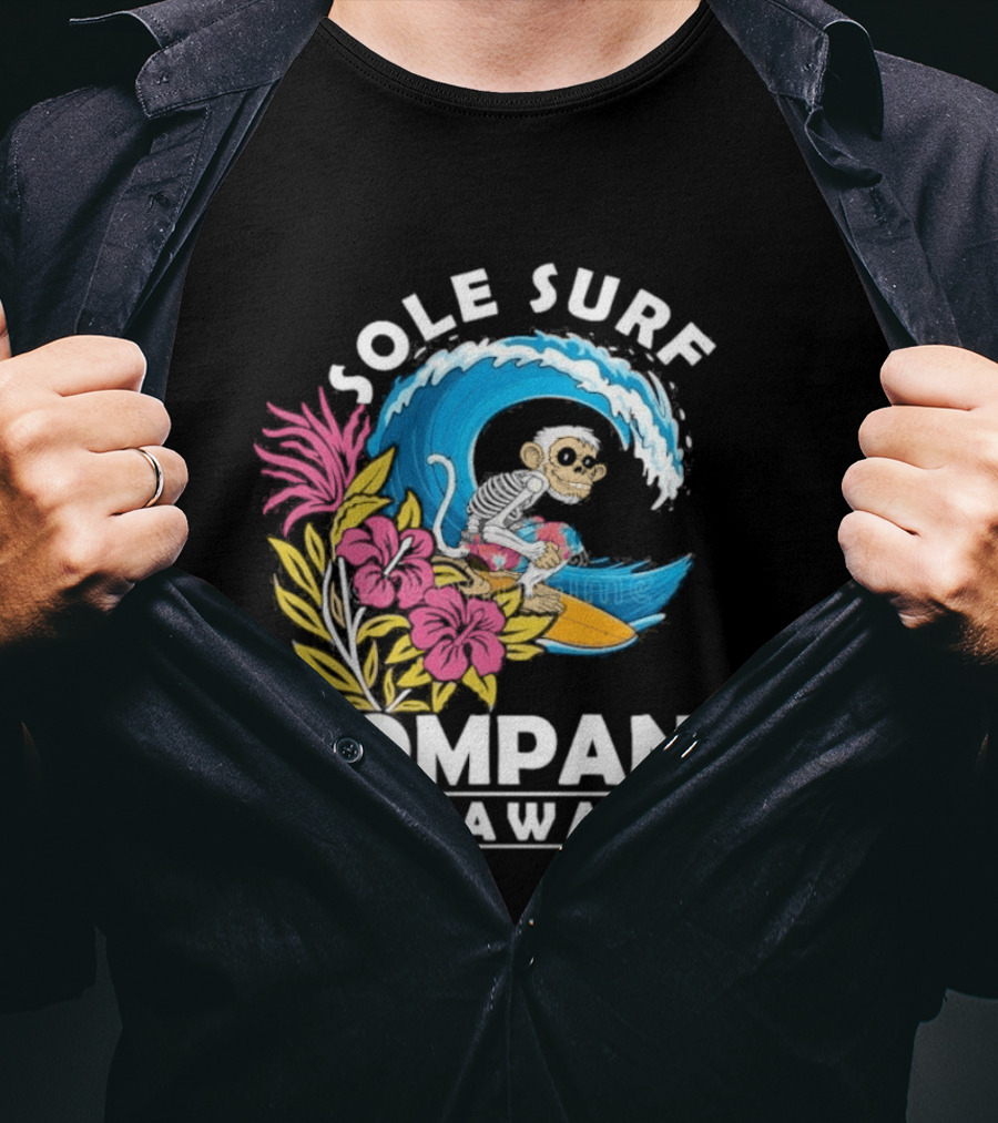 Sole Surf Company Hawaii Monkey Wave Flower Surfing T-Shirt