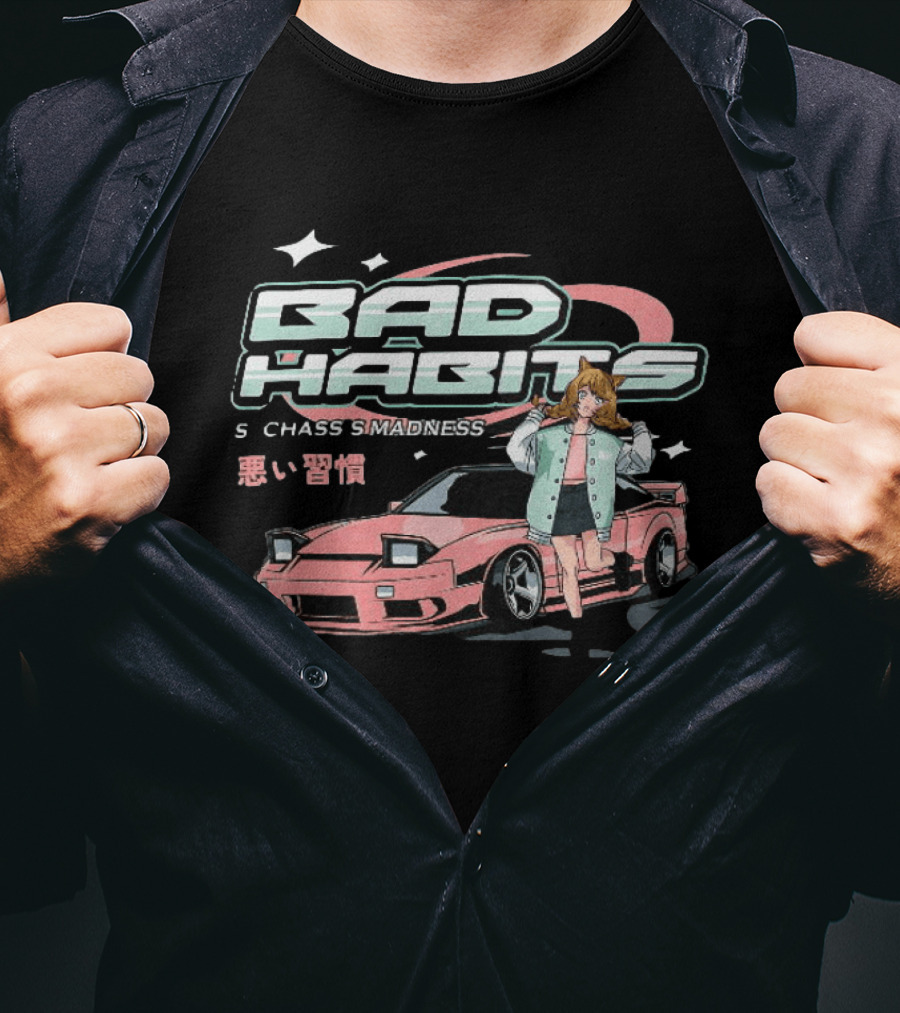 Bad Habits Nissan 180SX S Chassis Madness Anime Car Drift 1988 1998 T-Shirt