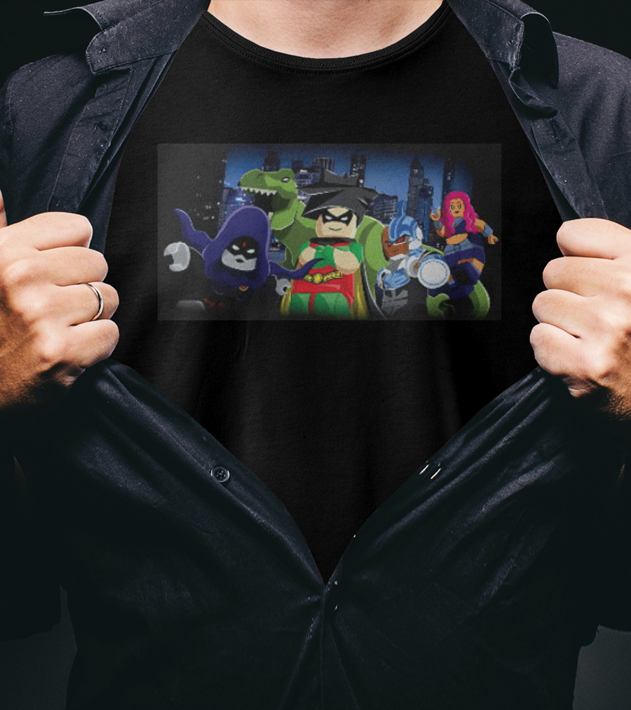 Raven Robin Cyborg Starfire Beast Boy LEGO Teen Titans DC Comics Characters T-Shirt