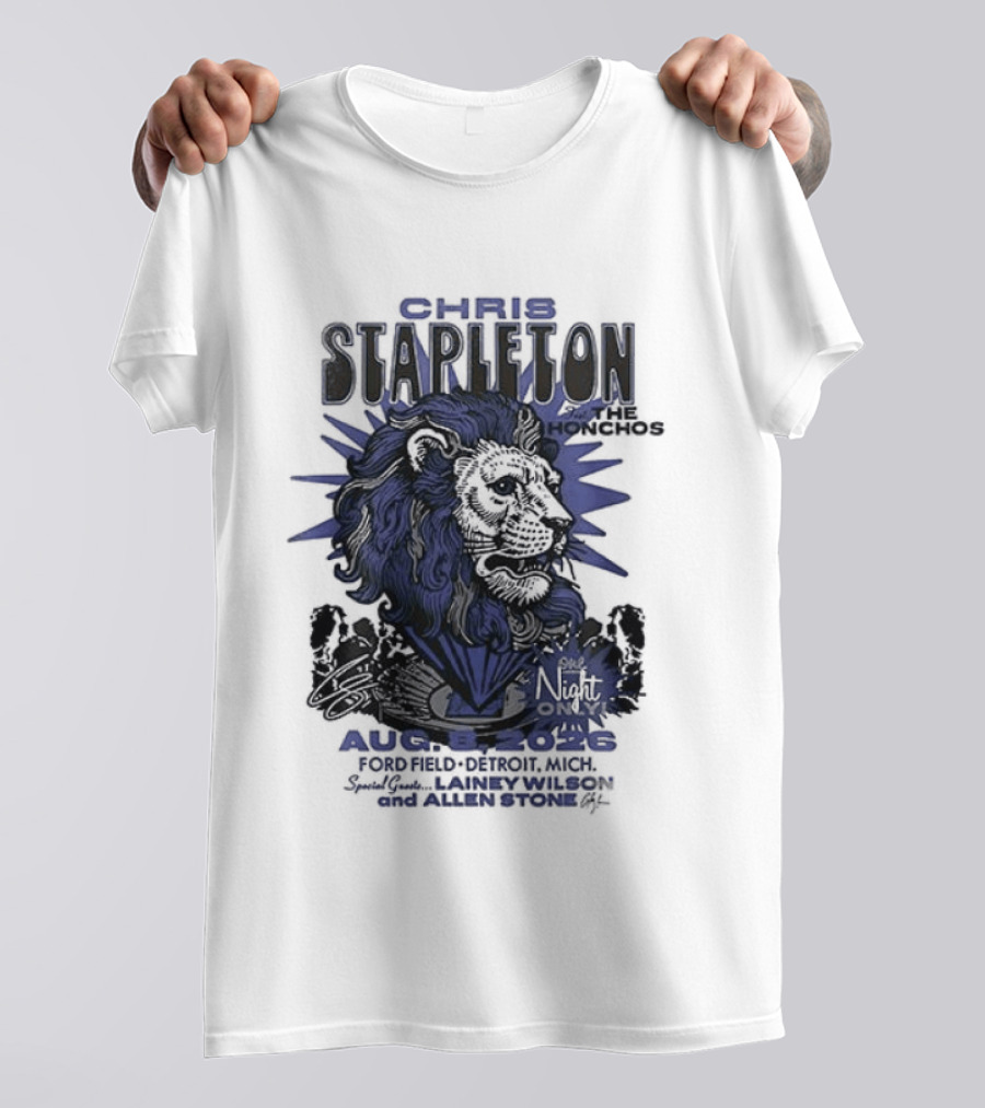 Chris Stapleton Detroit Lions August 2023 Ft The Honchos One Night Only T-Shirt