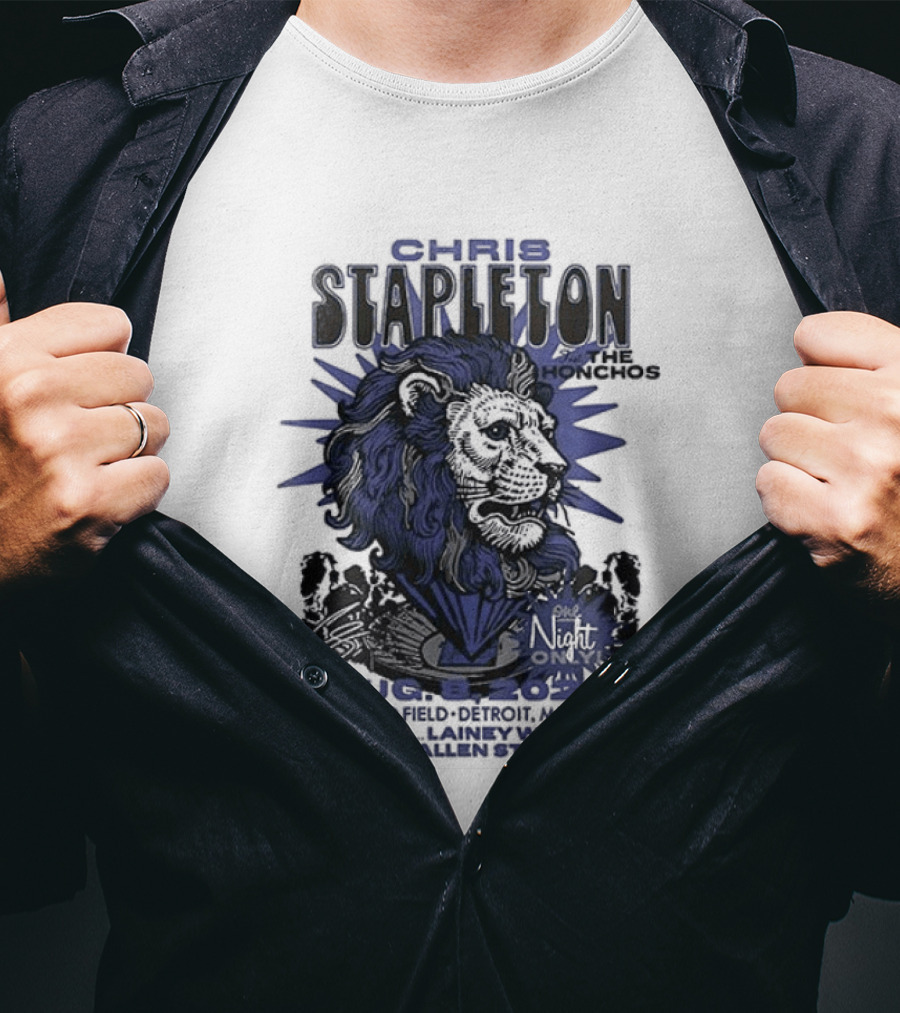 Chris Stapleton Detroit Lions August 2023 Ft The Honchos One Night Only T-Shirt