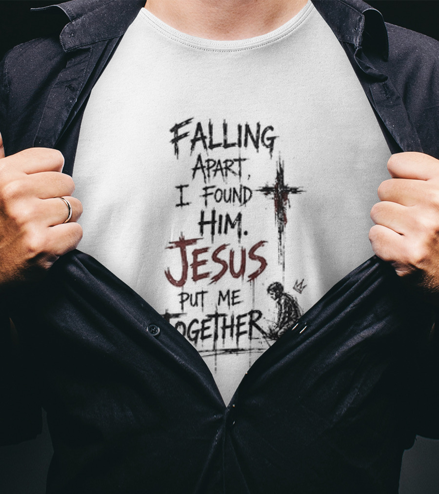 Korn Jesus Falling Apart I Found Him Jesus Put Me Together Cross Rugged T-Shirt