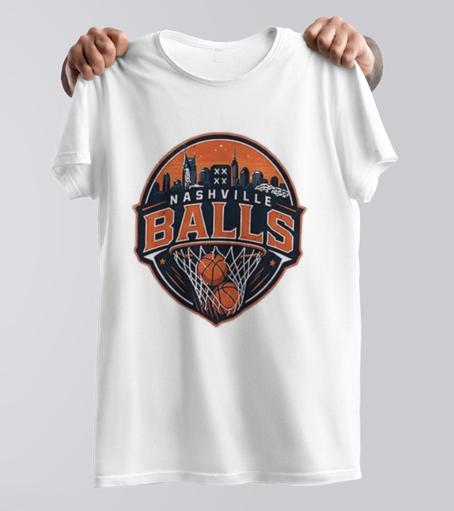 Nashville Balls Basketball Skyline Orange And Black T-Shirt