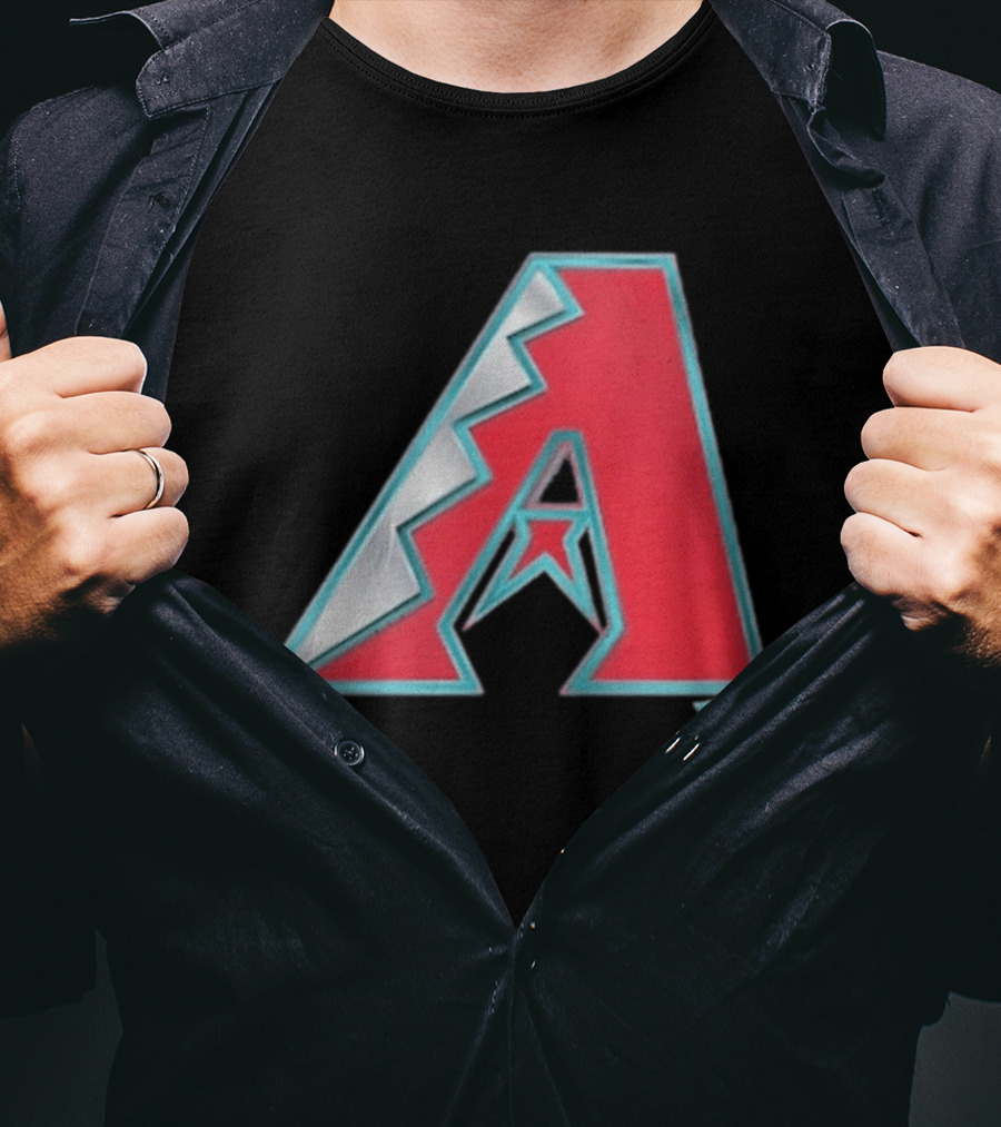 Arizona Diamondbacks Women's Metallic A Logo Red And Silver T-Shirt