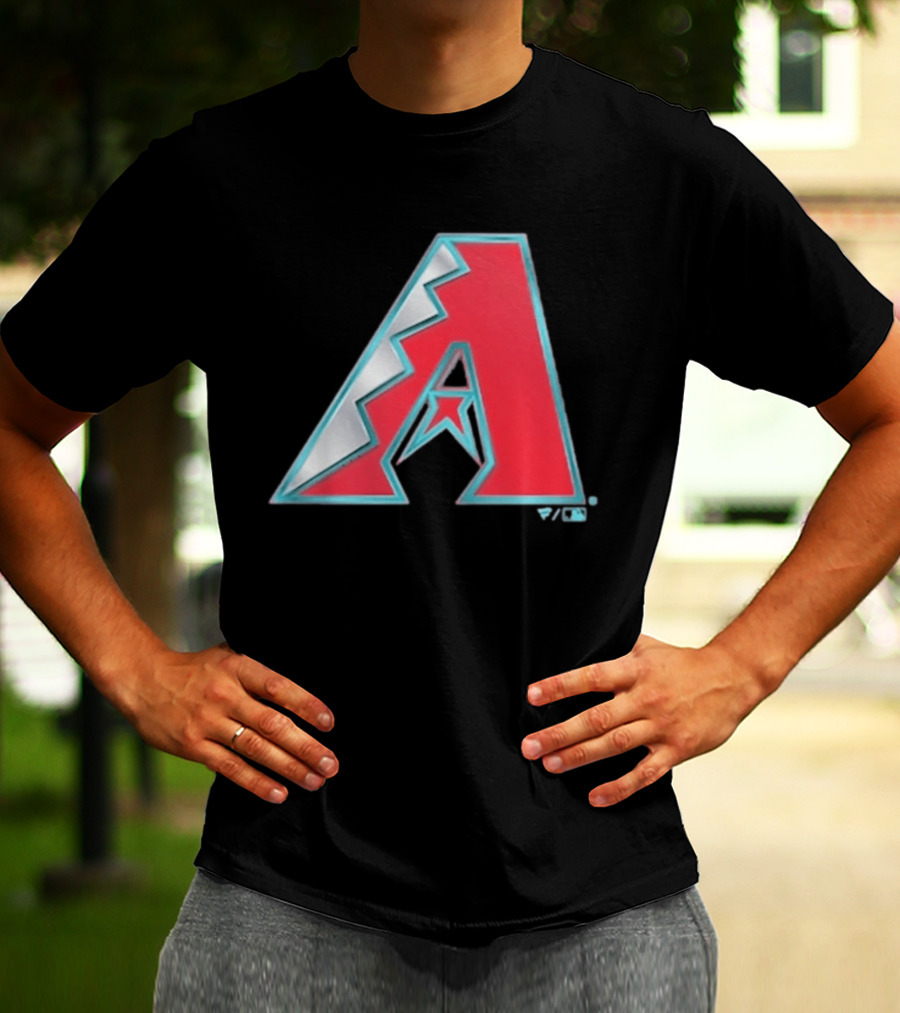 Arizona Diamondbacks Women's Metallic A Logo Red And Silver T-Shirt