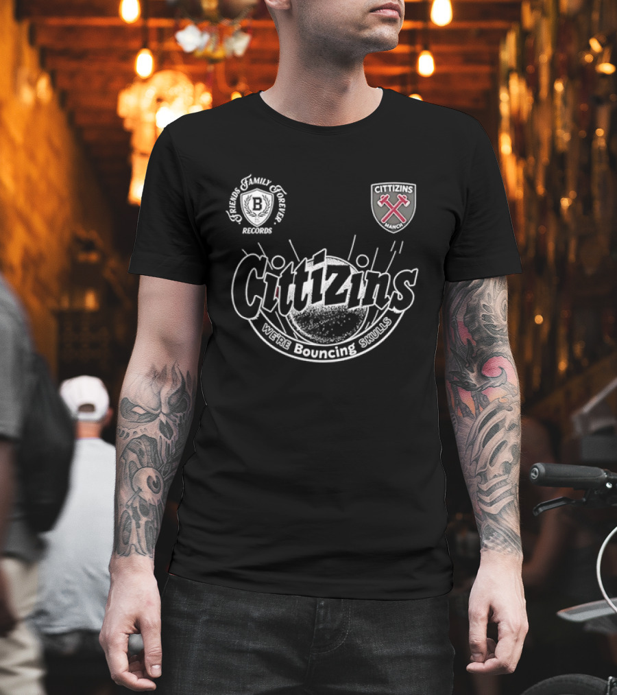 Cittizins We're Bouncing Skulls Friends Family Forever Records Football T-Shirt