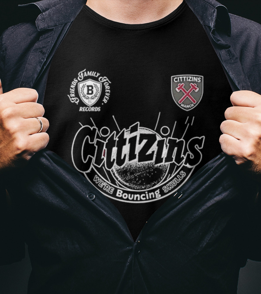 Cittizins We're Bouncing Skulls Friends Family Forever Records Football T-Shirt