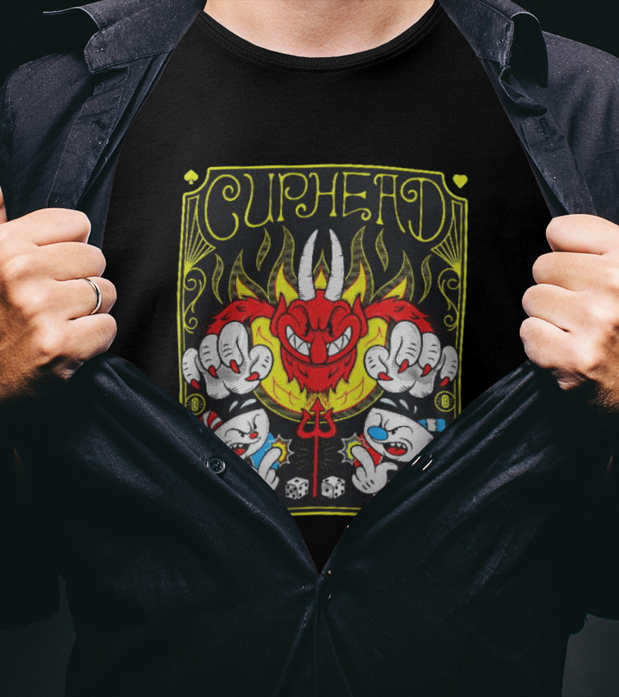 Cuphead Chogrin Devil Flames Dice Devil Characters T-Shirt