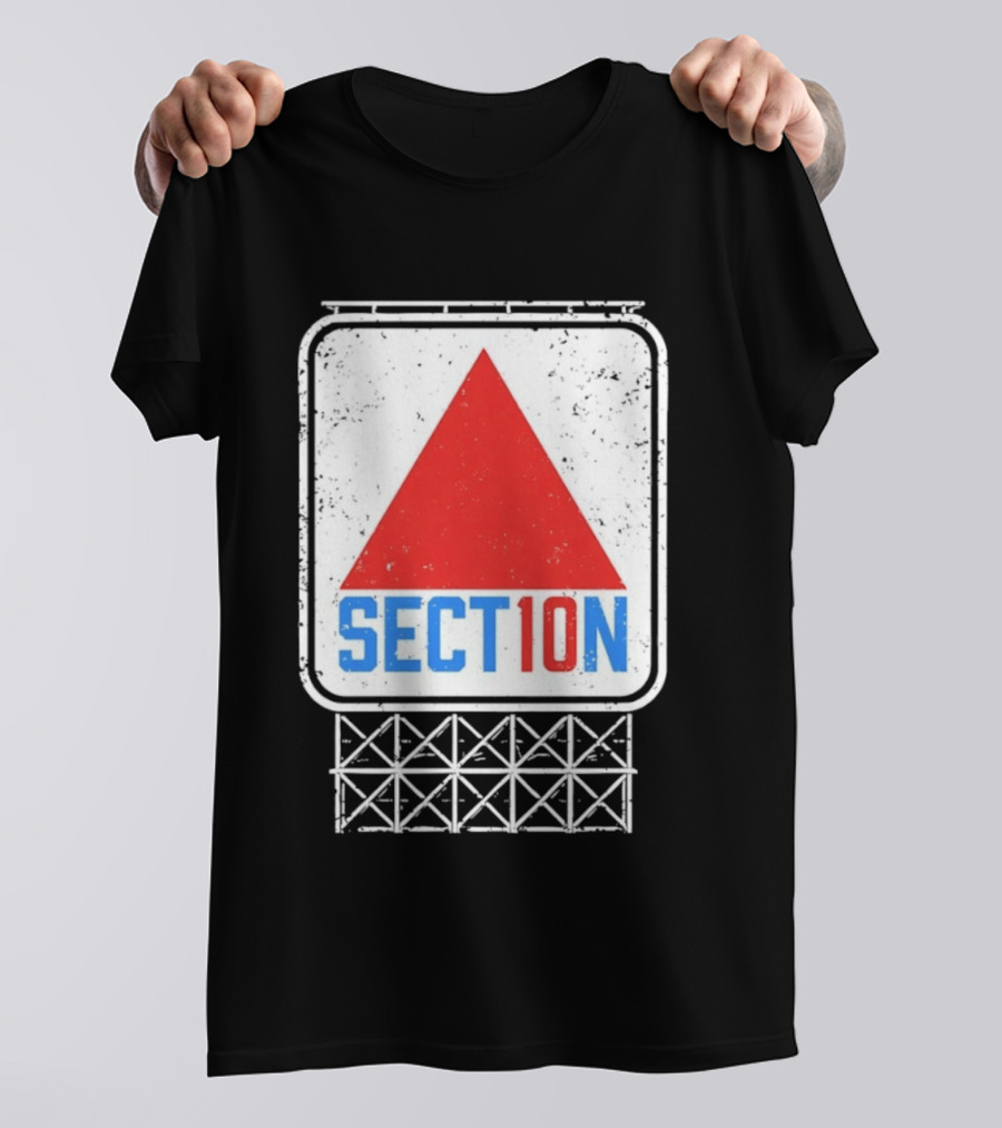 Section 10 Distressed Red Triangle Sign Retro Look S10 T-Shirt