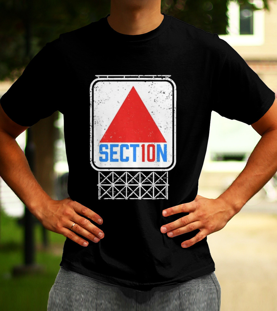 Section 10 Distressed Red Triangle Sign Retro Look S10 T-Shirt