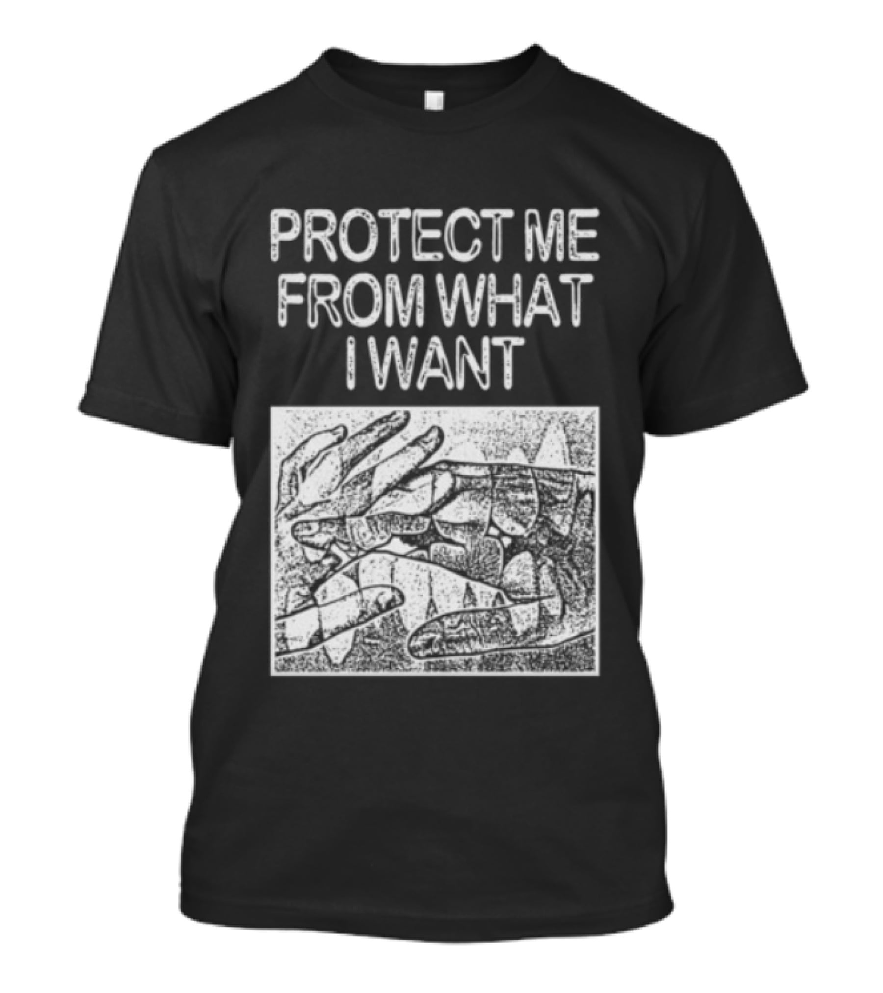 Protect Me From What I Want Get A Real Job Kid Store Black T-Shirt