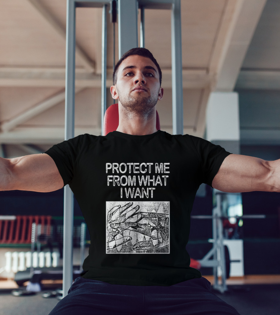 Protect Me From What I Want Get A Real Job Kid Store Black T-Shirt