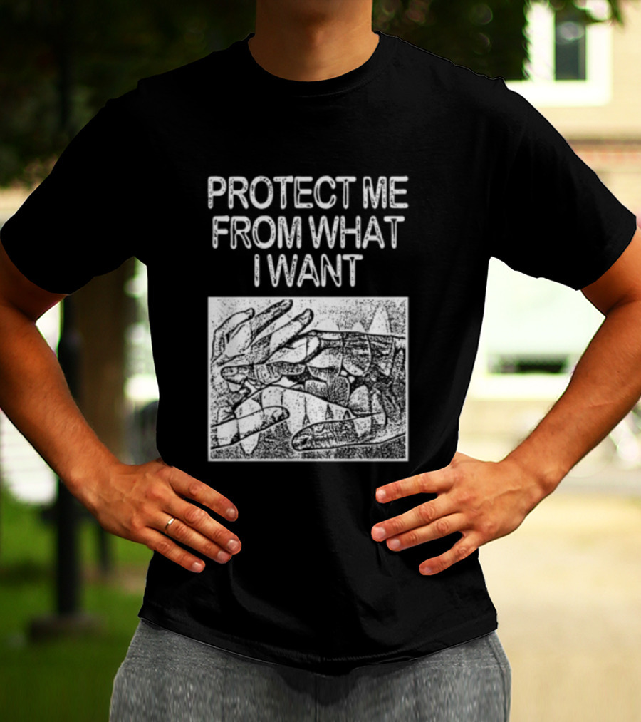 Protect Me From What I Want Get A Real Job Kid Store Black T-Shirt