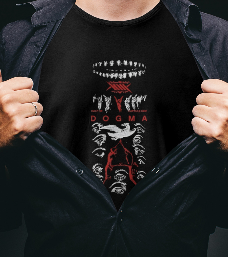 Half Me Capsule One Dogma Metalcore Band Art With Abstract Figures T-Shirt