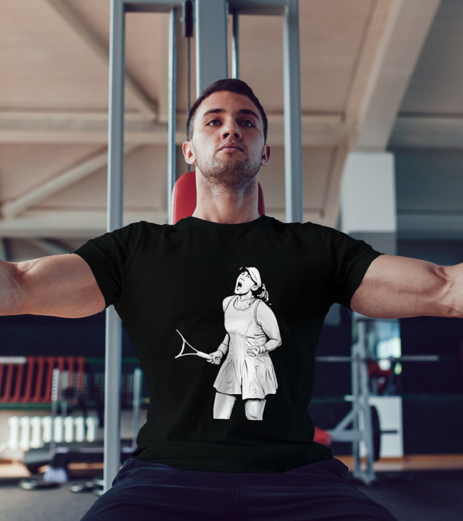 Tennis Player Celebrating Victory Power Grit Determination Black T-Shirt