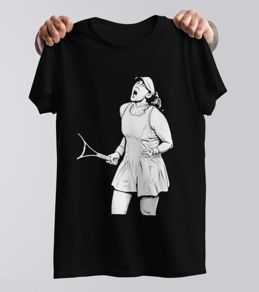 Tennis Player Celebrating Victory Power Grit Determination Black T-Shirt