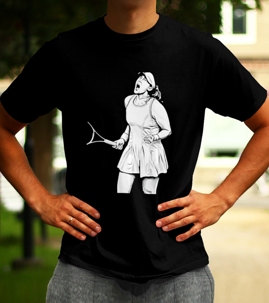 Tennis Player Celebrating Victory Power Grit Determination Black T-Shirt