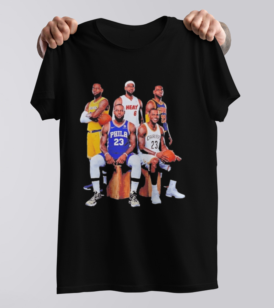 Lebron James 76ers Lakers Heat Cavaliers Basketball Player Iconic Jerseys 2026 T-Shirt