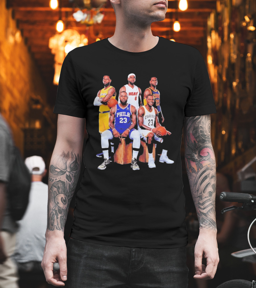 Lebron James 76ers Lakers Heat Cavaliers Basketball Player Iconic Jerseys 2026 T-Shirt