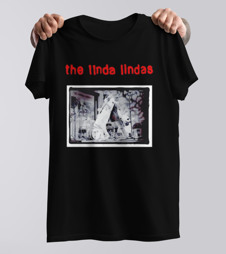 The Linda Lindas Live Performance Punk Rock Black And White Stage Scene T-Shirt