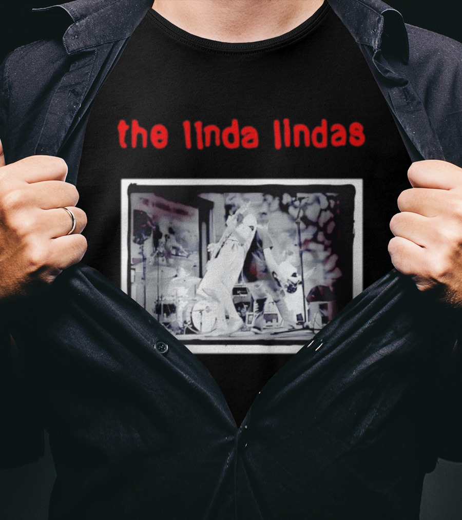The Linda Lindas Live Performance Punk Rock Black And White Stage Scene T-Shirt