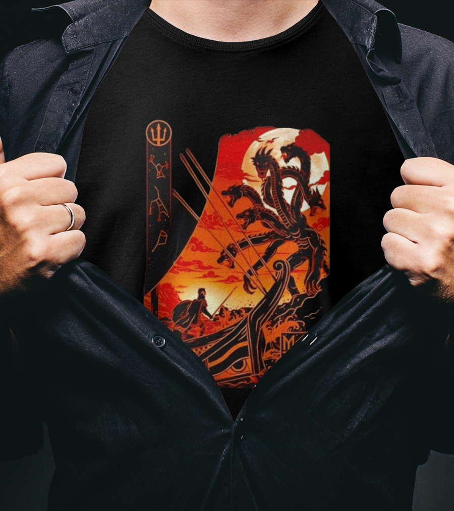 Meet The Myth Hydra Greek Mythology Hercules Dramatic Battle Scene T-Shirt
