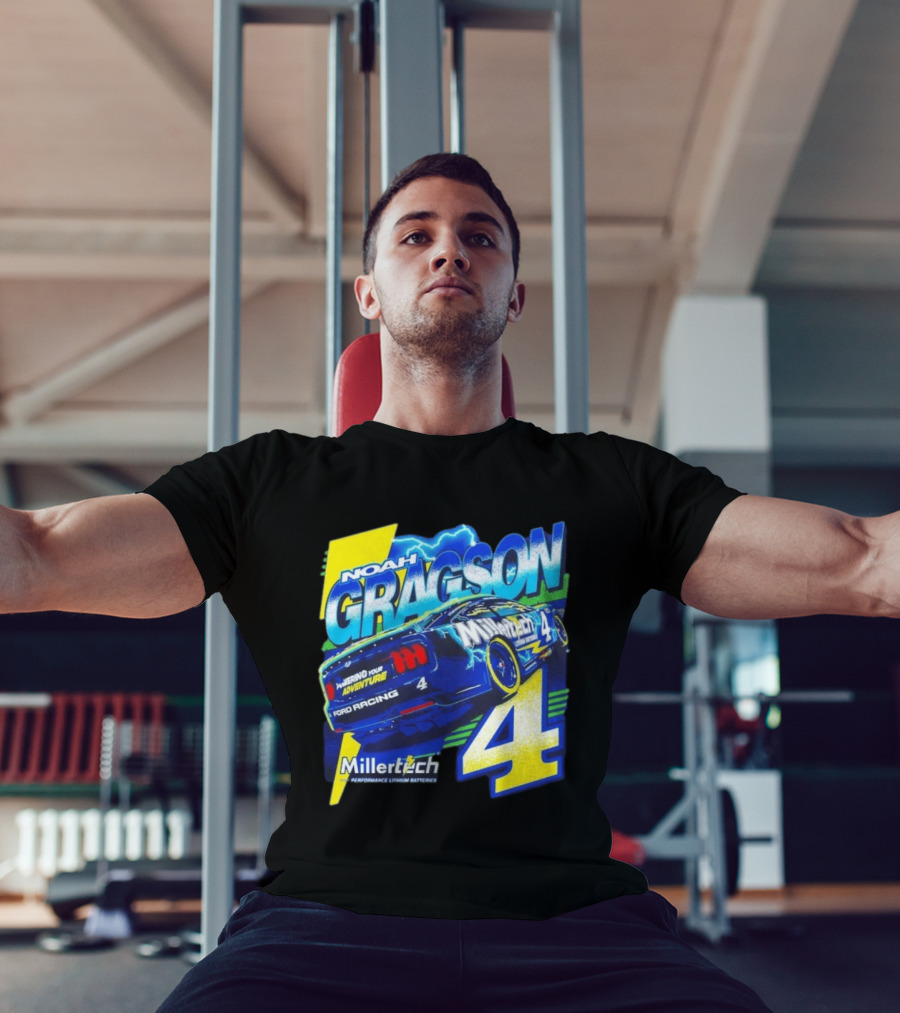 Noah Gragson Millertech Performance Lithium Batteries No 4 Ford Racing Powering Your Adventure T-Shirt