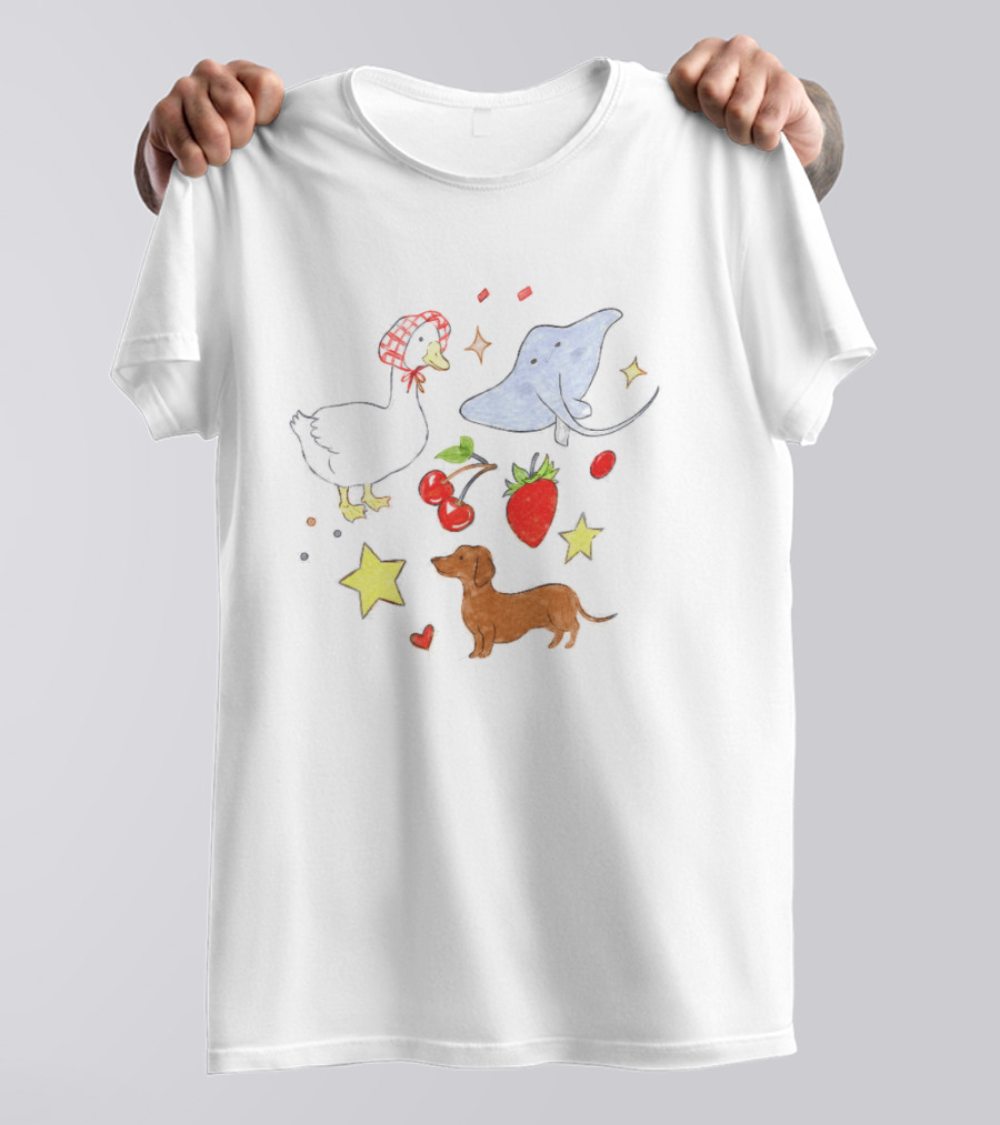 Goose Stingray Strawberry Cherry Dachshund Stars Nature T-Shirt