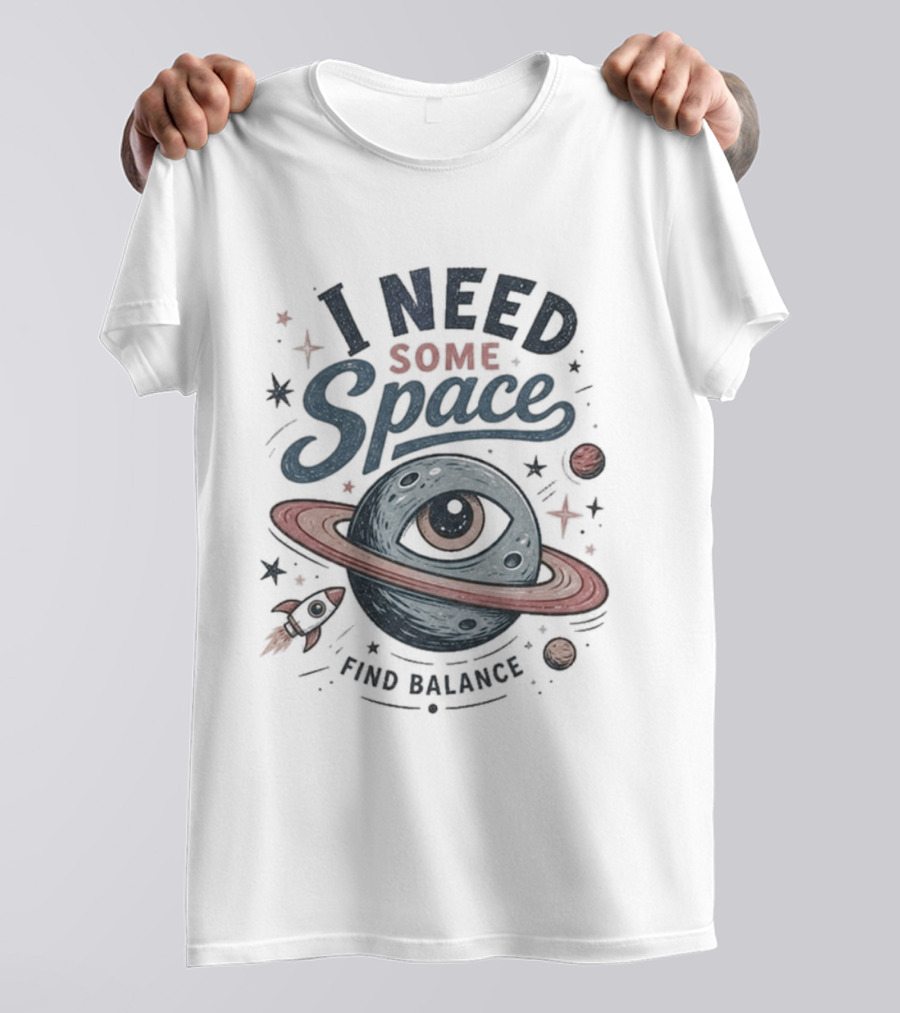 I Need Some Space Find Balance Planet Rocket T-Shirt