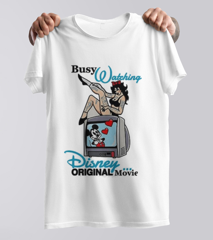Busy Ing Disney Original Movie Retro Style With Mickey TV And Pin Up T-Shirt