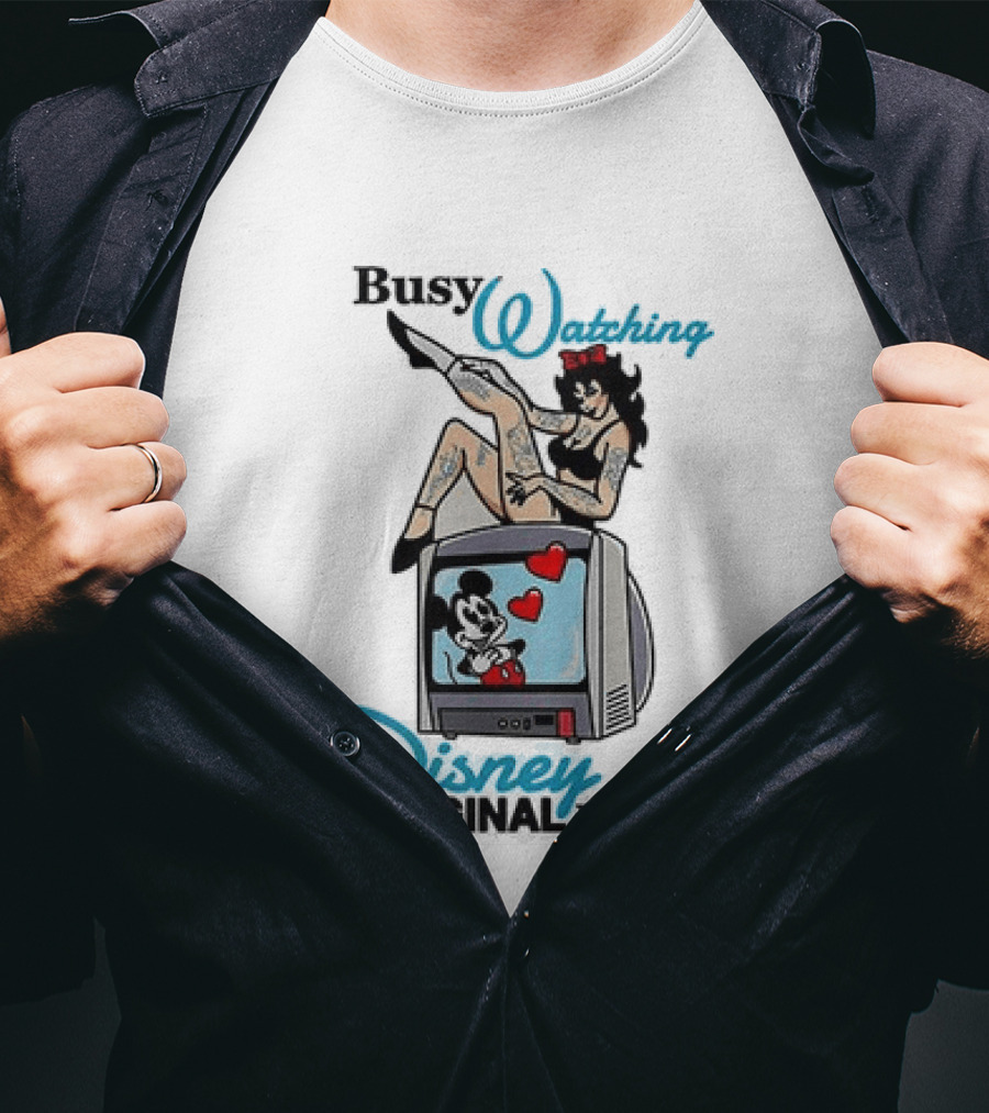 Busy Ing Disney Original Movie Retro Style With Mickey TV And Pin Up T-Shirt