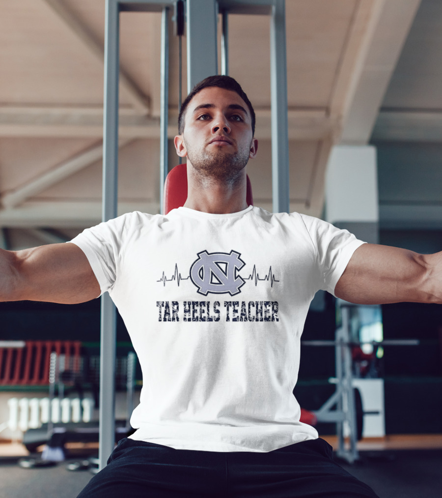 North Carolina Tar Heels Teacher Heartbeat Football Edition T-Shirt