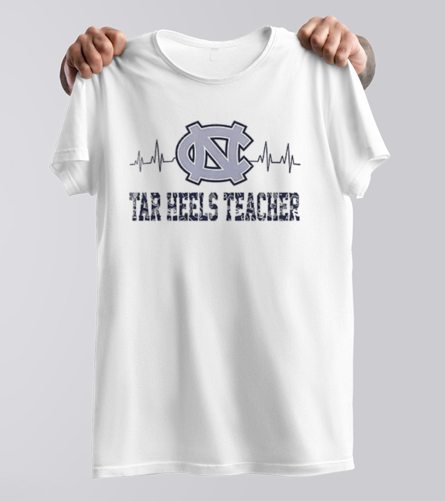 North Carolina Tar Heels Teacher Heartbeat Football Edition T-Shirt