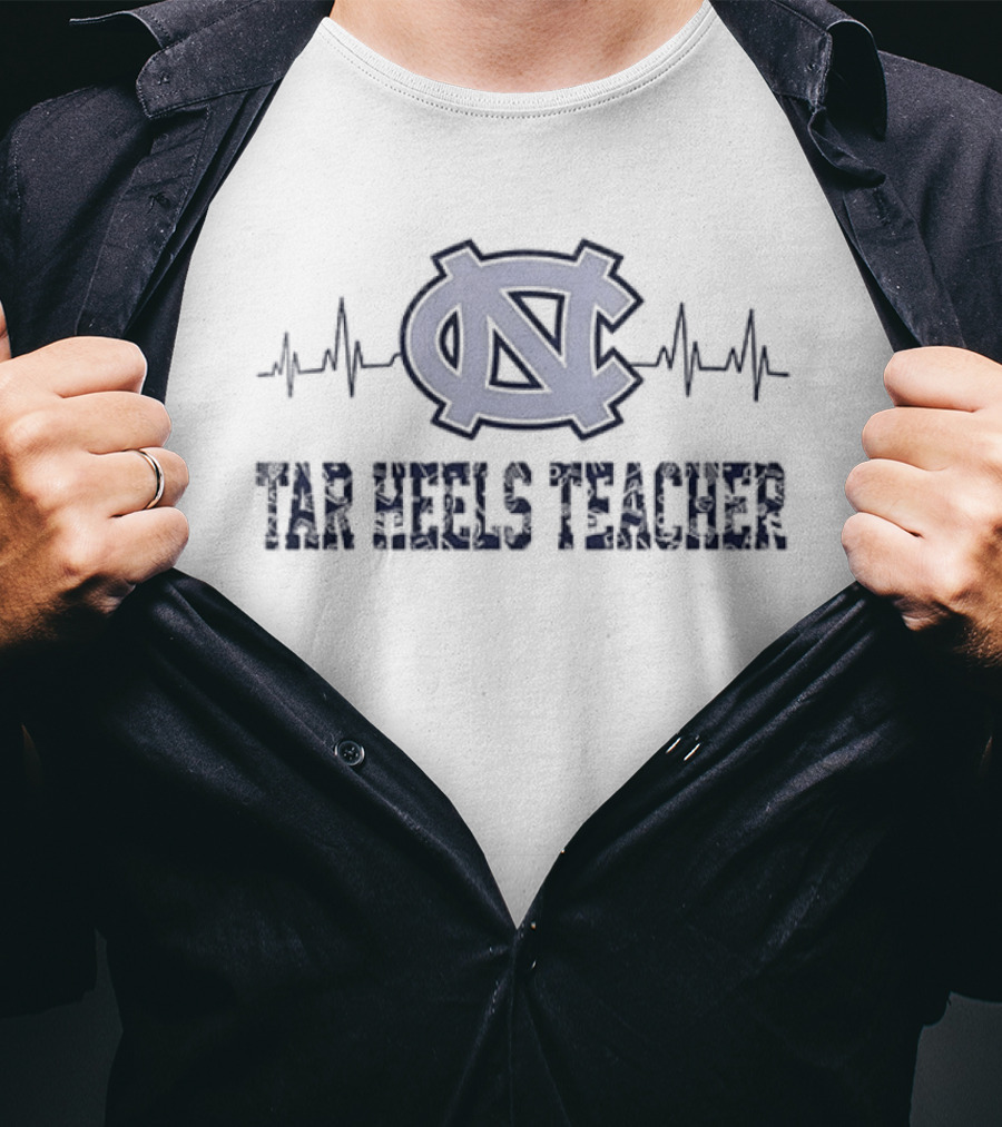 North Carolina Tar Heels Teacher Heartbeat Football Edition T-Shirt