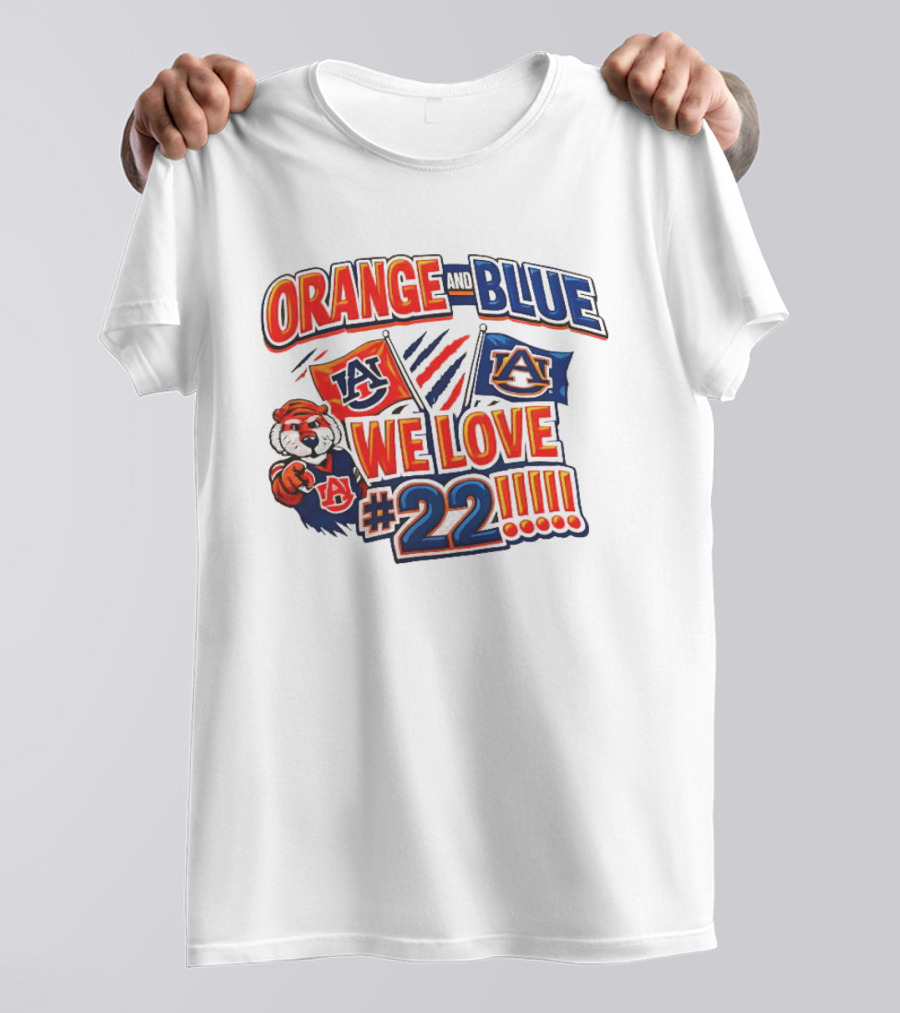 Auburn Tigers Orange And Blue We Love #22 Paws Up Enthusiasts T-Shirt