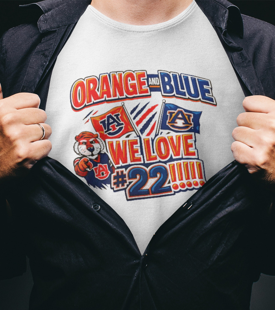 Auburn Tigers Orange And Blue We Love #22 Paws Up Enthusiasts T-Shirt