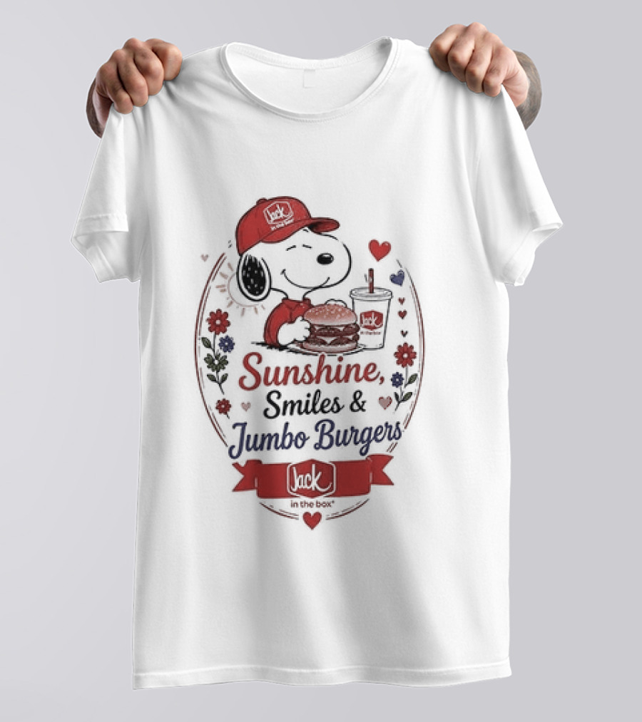 Peanuts Snoopy Sunshine Smiles Jumbo Burgers Collaboration With Jack In The Box T-Shirt