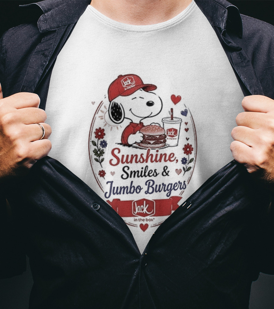 Peanuts Snoopy Sunshine Smiles Jumbo Burgers Collaboration With Jack In The Box T-Shirt